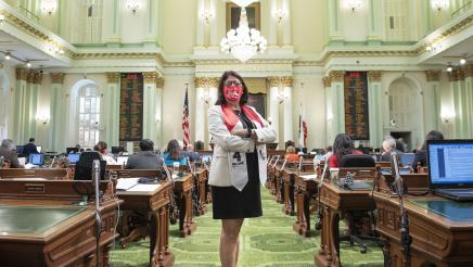 Assemblymember Aguiar-Curry Repping CSU Mask