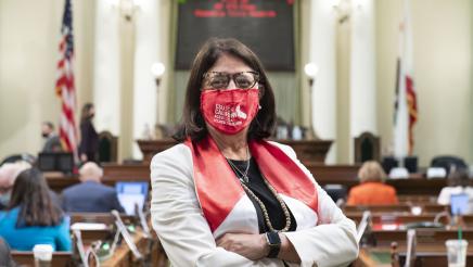 Assemblymember Aguiar-Curry Repping CSU Mask