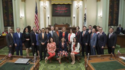 Asm. Aguiar-Curry joins other legislators in wearing orange in support of Moms Demand Action