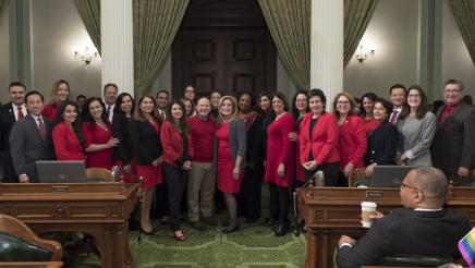 Asm. Aguiar-Curry joins fellow Assemblymembers in wearing red for the American Heart Association