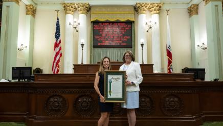 Assemblymember Aguiar-Curry Recognizing Necrotizing Enterocolitis (NEC) with NEC Society Advocates on the Assembly Floor