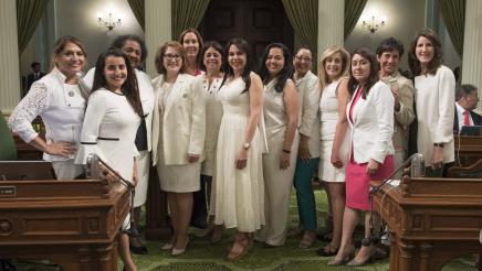 Women's Caucus on White Suit Day at the Capitol